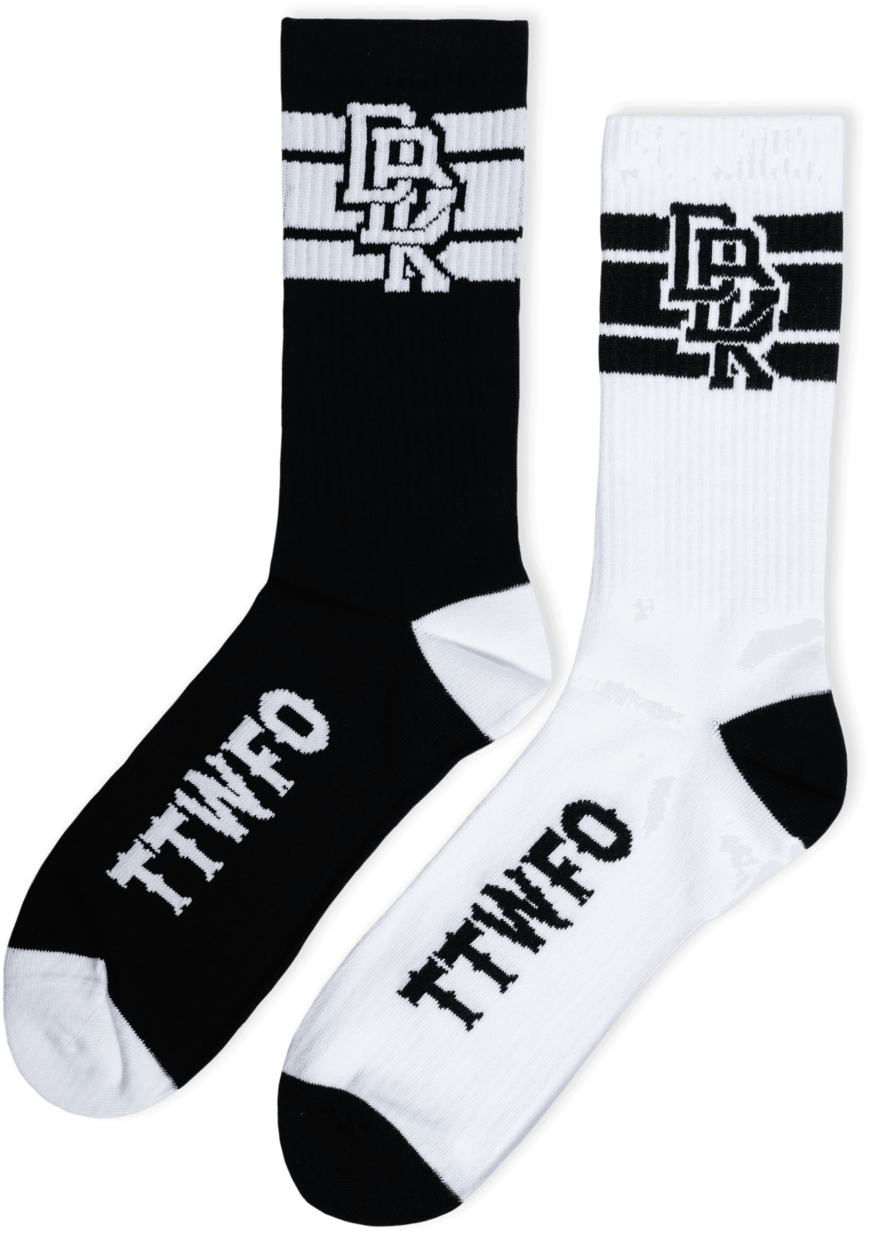 STACKED SOCKS 2 PACK BLACK AND WHITE