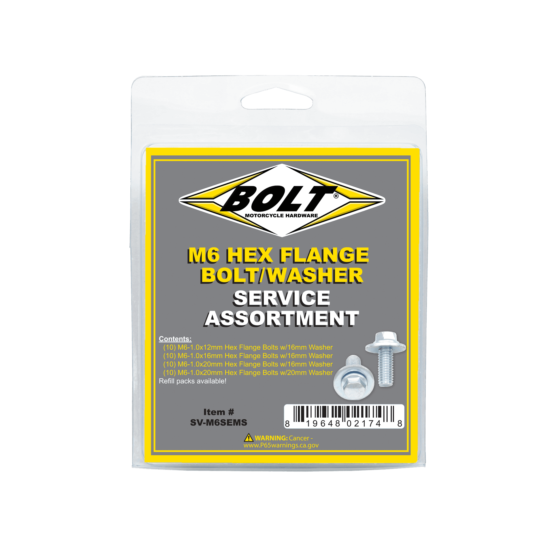 8MM HEX FLANGE BOLT ASSORTMENT W/16MM WASHER 40 PIECE KIT