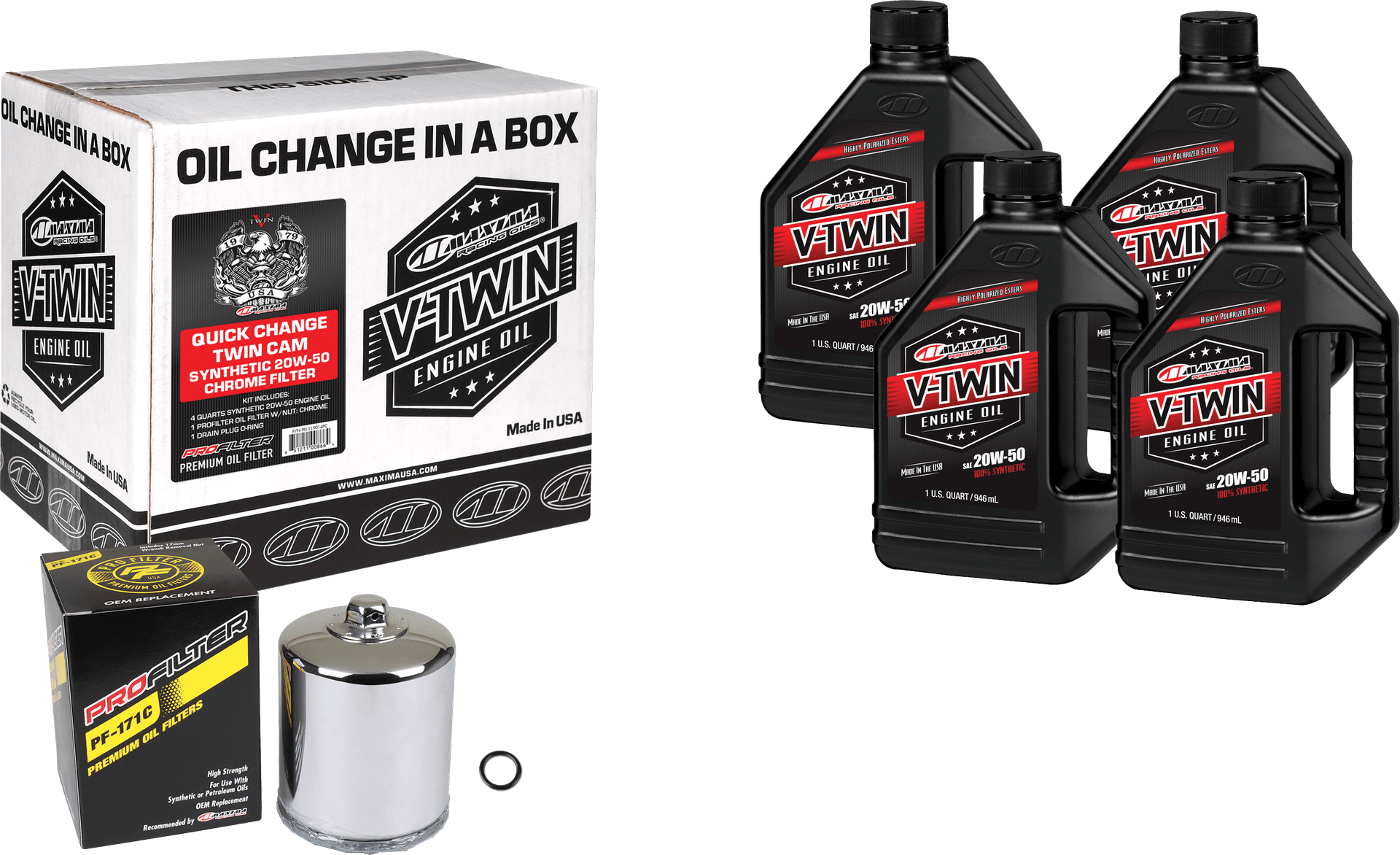 Maxima Racing Quick Change Twin Cam Synthetic Engine Oil Change Kit