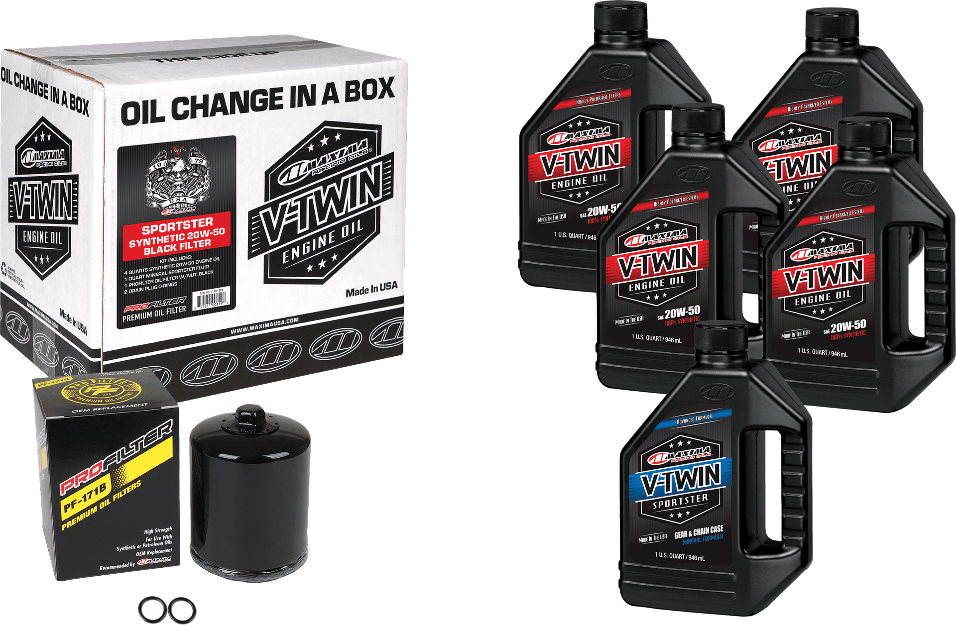 Maxima Racing Sportster Synthetic 20W-50 Complete Oil Change Kit