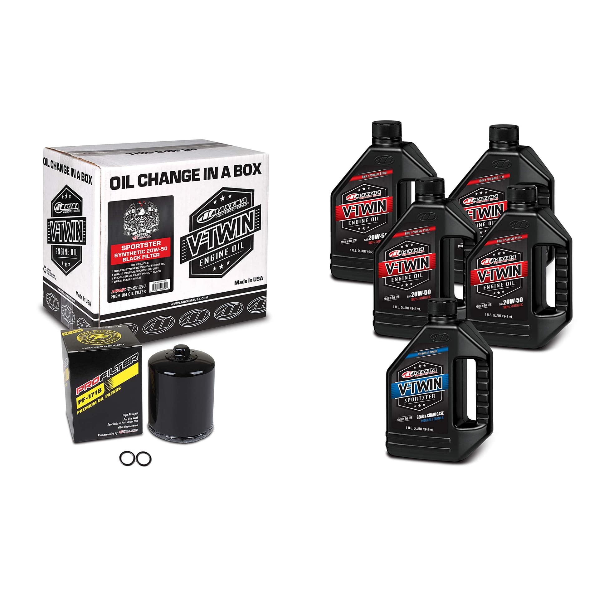 Maxima Racing Sportster Synthetic 20W-50 Complete Oil Change Kit